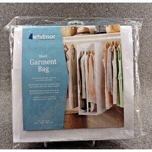 Whitmor Short Garment Bag 20" x 12" x 42" Store & Protect See-Through Front